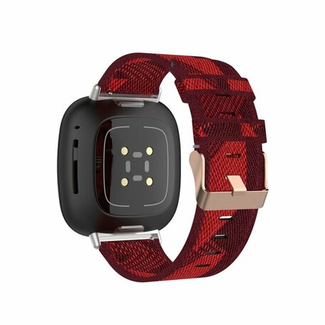 Fitbit Versa 3/4 & Sense 1/2 Canvas nylon bandje - Rood