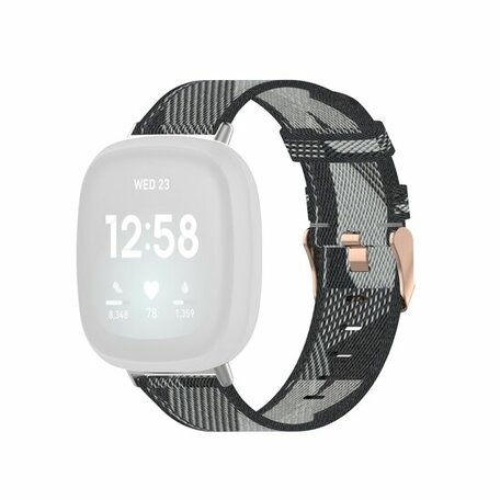 Fitbit Versa 3/4 & Sense 1/2 Canvas nylon bandje - Grijs