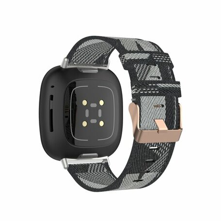 Fitbit Versa 3/4 & Sense 1/2 Canvas nylon bandje - Grijs