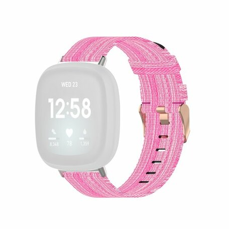 Fitbit Versa 3/4 & Sense 1/2 Canvas nylon bandje - Roze