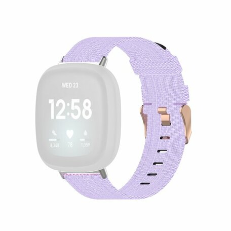 Fitbit Versa 3/4 & Sense 1/2 Canvas nylon bandje - Lila