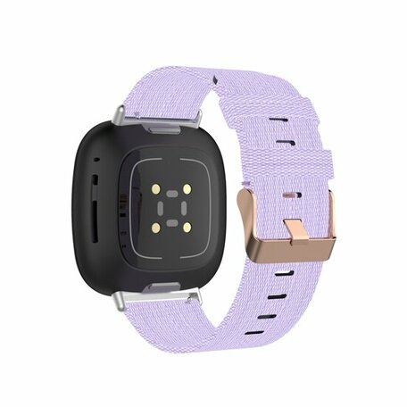 Fitbit Versa 3/4 & Sense 1/2 Canvas nylon bandje - Lila