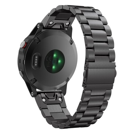 Stalen schakelband - Zwart - Garmin Fenix 7X / 6X / 5X