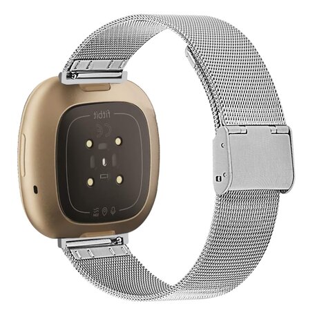 Fitbit Versa 3/4 & Sense 1/2 - Milanese bandje met klemsluiting - Zilver