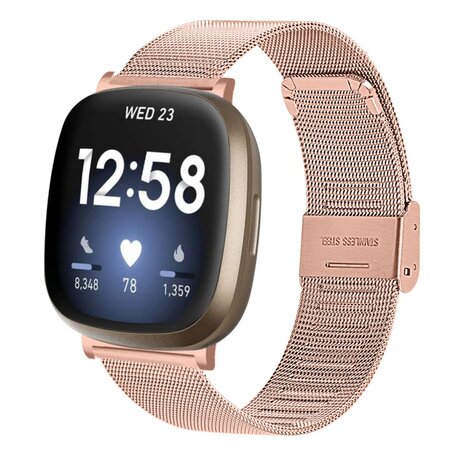 Fitbit Versa 3/4 & Sense 1/2 - Milanese bandje met klemsluiting - Champagne goud