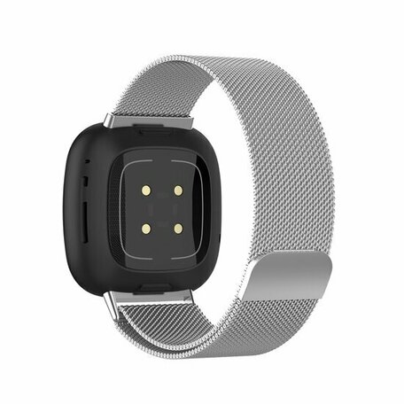 Fitbit Versa 3/4 & Sense 1/2 milanese bandje - Large - Zilver