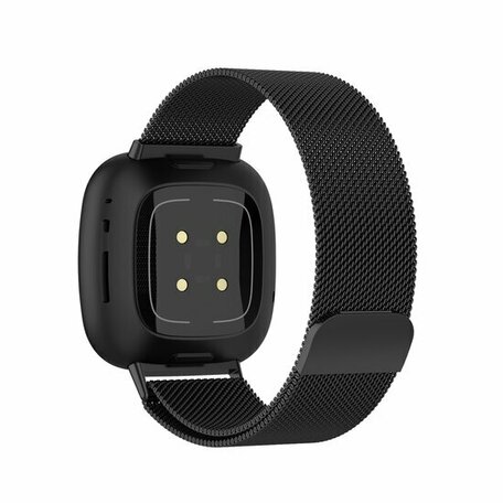 Fitbit Versa 3/4 & Sense 1/2 milanese bandje - Large - Zwart