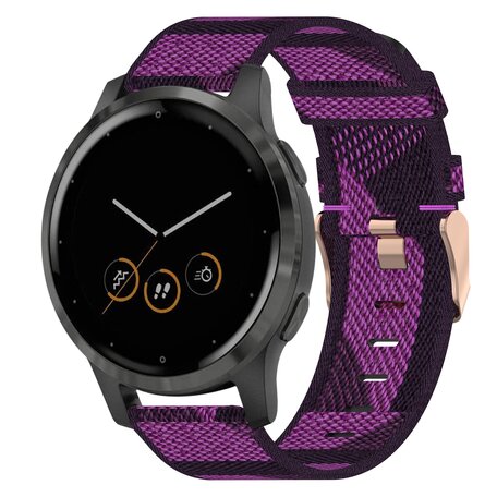 Garmin Venu 3s / Vivoactive 4s / Venu 2s / Vivomove 3s / Forerunner 255s - Canvas nylon bandje - Paars