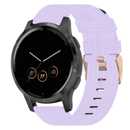 Garmin Venu 3s / Vivoactive 4s / Venu 2s / Vivomove 3s / Forerunner 255s - Canvas nylon bandje - Lila