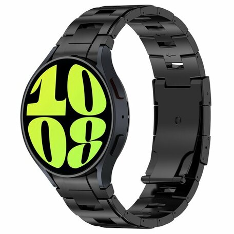 Titanium band met aansluitknop - Zwart - Samsung Galaxy Watch 4 - 40mm & 44mm