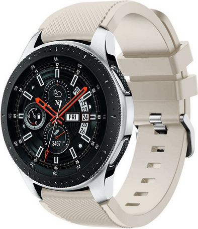 Siliconen sportbandje - Beige - Geschikt voor Samsung Galaxy Watch 3 (45mm) - Galaxy Watch 46mm - Samsung Gear S3 Classic & Frontier