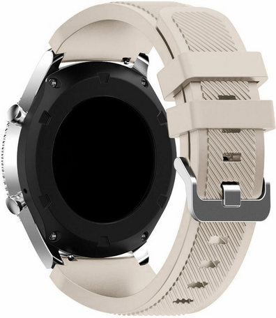 Siliconen sportbandje - Beige - Geschikt voor Samsung Galaxy Watch 3 (45mm) - Galaxy Watch 46mm - Samsung Gear S3 Classic & Frontier