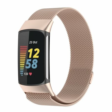 Milanese bandje - Vintage goud - Geschikt voor FitBit Charge 5 & 6