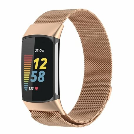 Milanese bandje - Champagne goud - Geschikt voor FitBit Charge 5 & 6