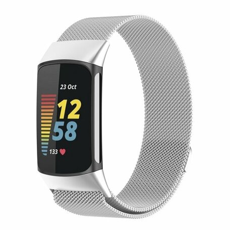 Milanese bandje - Zilver - Geschikt voor FitBit Charge 5 & 6