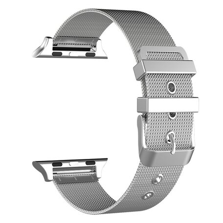 Milanese met gesp bandje - Zilver - Geschikt voor Apple Watch 44mm / 45mm / 46mm / 49mm