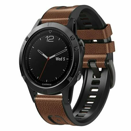 leer + siliconen bandje - Bruin - Garmin Tactix 8 - 47mm