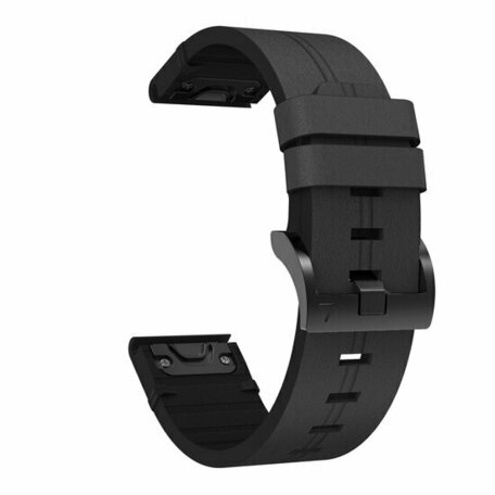 Leren bandje - Zwart - Garmin Tactix 8 - 47mm