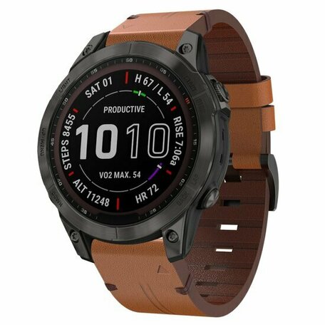 Leren bandje - Bruin - Garmin Tactix 8 - 47mm