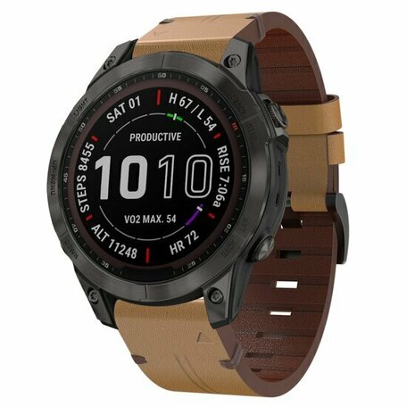 Leren bandje - Lichtbruin - Garmin Tactix 8 - 47mm