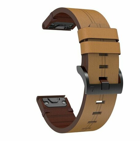 Leren bandje - Lichtbruin - Garmin Tactix 8 - 47mm