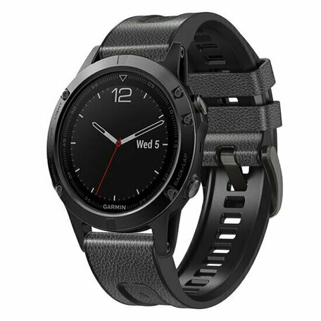 leer + siliconen bandje - Donkergrijs - Garmin Tactix 8 - 47mm