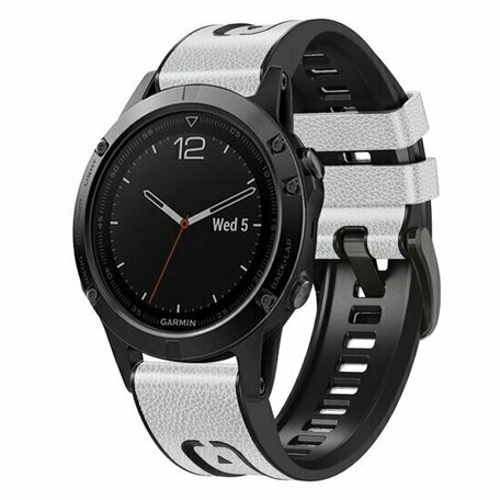 leer + siliconen bandje - Wit - Garmin Tactix 8 - 47mm