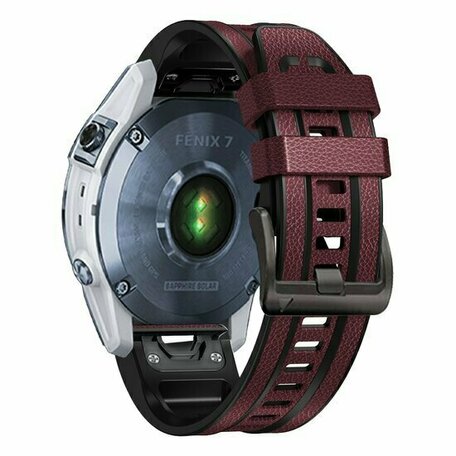 leer + siliconen bandje - Bordeaux - Garmin Tactix 8 - 47mm