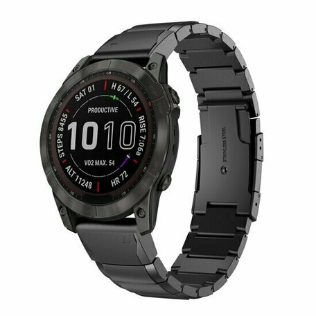 Stainless steel schakelband - Zwart - Garmin Tactix 8 - 47mm