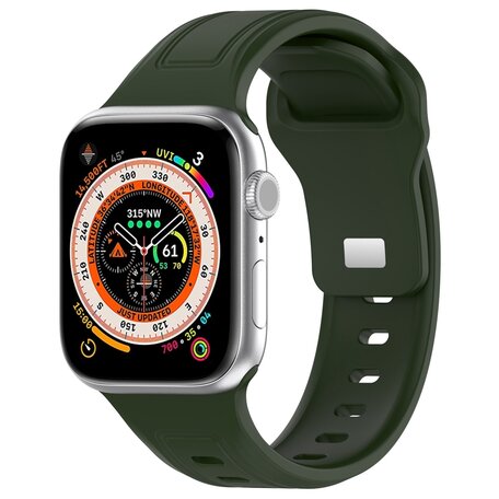 Square siliconen band - Donkergroen - Geschikt voor Apple Watch 44mm / 45mm / 46mm / 49mm