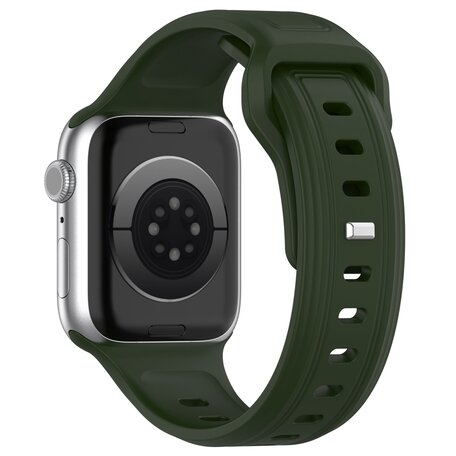Square siliconen band - Donkergroen - Geschikt voor Apple Watch 44mm / 45mm / 46mm / 49mm