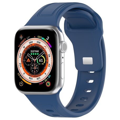 Square siliconen band - Donkerblauw - Geschikt voor Apple Watch 44mm / 45mm / 46mm / 49mm