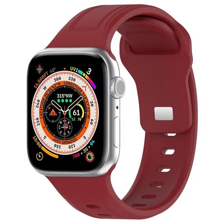 Square siliconen band - Bordeaux - Geschikt voor Apple Watch 44mm / 45mm / 46mm / 49mm