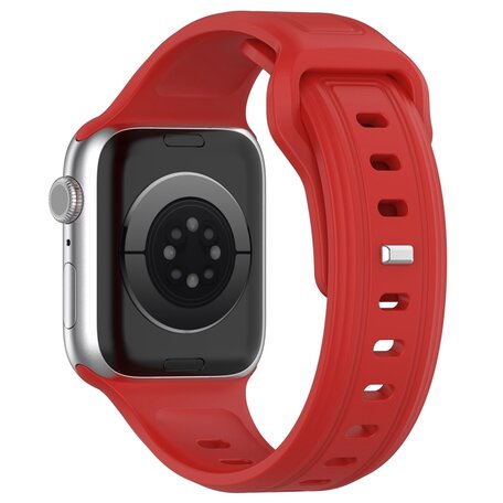 Square siliconen band - Rood - Geschikt voor Apple Watch 44mm / 45mm / 46mm / 49mm