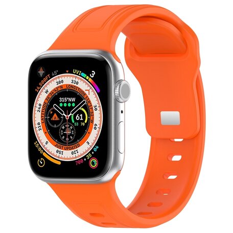 Square siliconen band - Oranje - Geschikt voor Apple Watch 44mm / 45mm / 46mm / 49mm