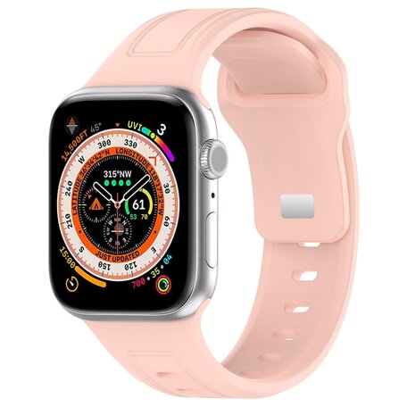 Square siliconen band - Roze - Geschikt voor Apple Watch 44mm / 45mm / 46mm / 49mm