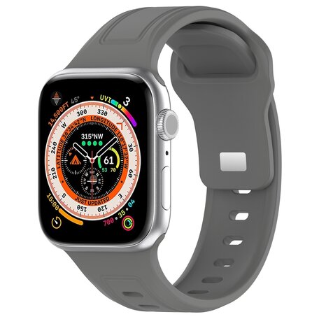 Square siliconen band - Donkergrijs - Geschikt voor Apple Watch 44mm / 45mm / 46mm / 49mm