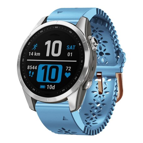 Flower siliconen bandje - Blauw - Garmin Fenix 7s/6s/5s / Instinct 2s / Epix Pro Gen 2 (42mm)