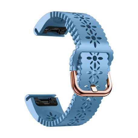 Flower siliconen bandje - Blauw - Garmin Fenix 7s/6s/5s / Instinct 2s / Epix Pro Gen 2 (42mm)