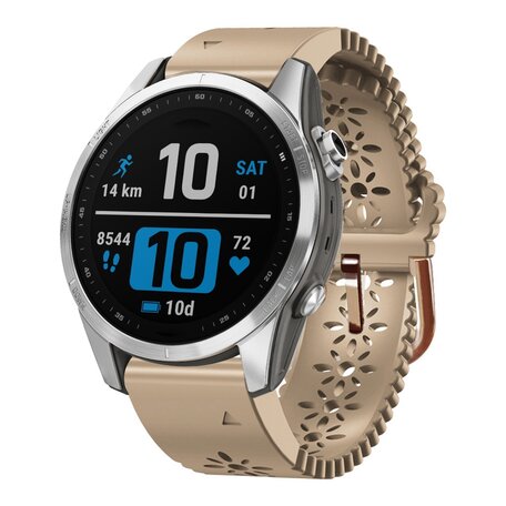 Flower siliconen bandje - Beige - Garmin Fenix 7s/6s/5s / Instinct 2s / Epix Pro Gen 2 (42mm)