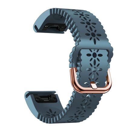 Flower siliconen bandje - Grijsblauw - Garmin Fenix 7s/6s/5s / Instinct 2s / Epix Pro Gen 2 (42mm)