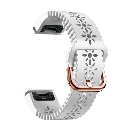 Flower siliconen bandje - Wit - Garmin Fenix 7s/6s/5s / Instinct 2s / Epix Pro Gen 2 (42mm)