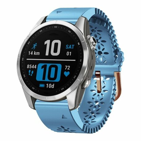 Flower siliconen bandje - Blauw - Garmin Fenix 8 - 43mm