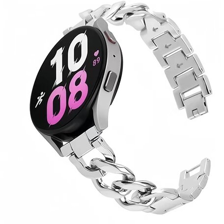 Garmin Venu 3s / Vivoactive 4s / Venu 2s / Vivomove 3s / Forerunner 255s - Metalen ketting band - Zilver