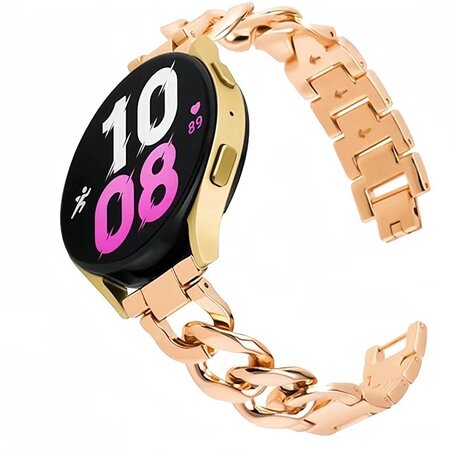 Garmin Venu 3s / Vivoactive 4s / Venu 2s / Vivomove 3s / Forerunner 255s - Metalen ketting band - Rosé goud