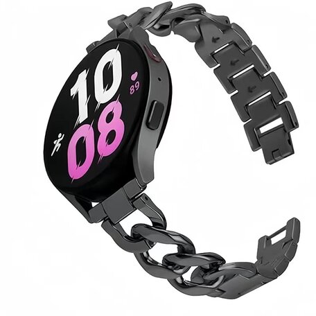 Garmin Venu 3s / Vivoactive 4s / Venu 2s / Vivomove 3s / Forerunner 255s - Metalen ketting band - Zwart