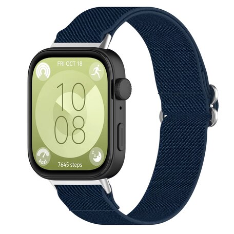 Elastische nylon band - Donkerblauw - Huawei Watch Fit 3 / Fit 4