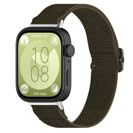 Elastische nylon band - Donkergroen - Huawei Watch Fit 3 / Fit 4