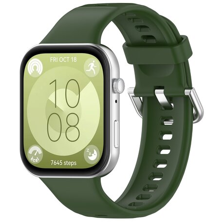 Siliconen bandje met gesp - Donkergroen - Huawei Watch Fit 3 / Fit 4