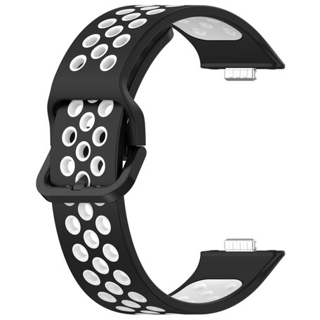 Tweekleurige siliconen band - Zwart met wit - Huawei Watch Fit 3 / Fit 4